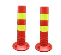 Reflective Driveway Barrier Posts - 17.7" PU Plastic Traffic Cones for Parking Lots, 2 Pack Red Delineators, Road Safety Markers for Vehicle Control