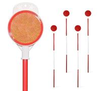 Reflective Driveway Markers - 50”High Visiblility Driveway Reflectors Double Sided with Red & White Extra Sturdy Stainless Steel Pole - Rustproof for Road,Property Line,Yard,Snow Plowing - 4 Pack