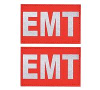 Reflective EMT Red Patch 2-Pack, 2x3 inch, Cordura Material, Hook and Loop, Emergency Medical Technician Accessory for Clothing-Jackets-Hats-Backpacks-First Aid Medical Bags