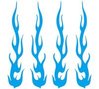 Reflective Flame Car Decal Vinyl Sticker For Scratch Cover Waterproof Auto Body Trim Graphic Kit For Hood Trunk Door Black White Red Yellow Orange Blue Gradient Design 4 Pieces Pack(Blue)