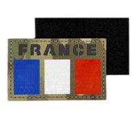 Reflective France Patch with Hook-and-Loop - Tactical Military French Flag Emblem for Vest, Backpack, Airsoft, High Visibility 8x5 cm