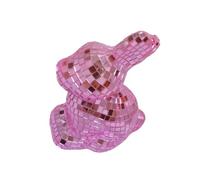 Reflective Glass Disco Bunnies Sculpture, A | Shimmering Glass Finish Reflective Animal Model for Home Accent Festival Table Display Glossy Bunnies Decoration