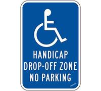 Reflective Handicap Drop - Off Zone No Parking Warning Resistant Metal Tin Sign Yard Office Outdoor & Indoor Safety Signs 8"x12"