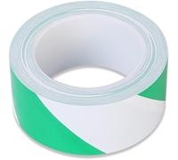 Reflective Hazard Warning Tape, Adhesive Safety Markers for Roads, Lane & Social Barrier Tape (Green/White) - High Visibility Road Safety Solution