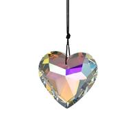 Reflective Heart Crystals Suncatcher Hanging Sun Catcher with Chain Pendant Ornament for Window Home Garden Party Wedding Decoration (Yellow)