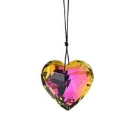 Reflective Heart Crystals Suncatcher Hanging Sun Catcher with Chain Pendant Ornament for Window Home Garden Party Wedding Decoration (Red)