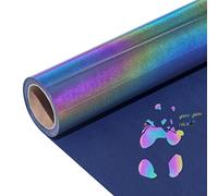 Reflective Heat Transfer Vinyl HTV Vinyl 12in x 6ft Reflective Rainbow Iron On Vinyl for T-Shirt Holographic Chameleon HTV Vinyl Easy Cut & Weed (Rainbow Reflective), Grey