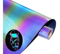 Reflective Heat Transfer Vinyl Reflective Rainbow HTV Vinyl Rolls Pack 12 Inch x 7 Feet Iron on Vinyl for T-Shirts DIY Design, Silhouette Cameo & Heat Press Machine