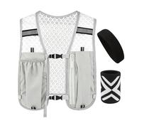 Reflective Hiking Vest - Adjustable Sports Hydration Gear with Headband and Wristband - High Visibility Running Vest | For Men And Women Outdoor Fitness Hiking Trail Cycling Training Hiking Hiking