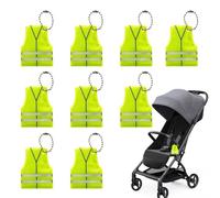 Reflective Keychain - 9 Pieces Vest Shape Glow In The Dark Keychain Waterproof High Visibility Safety Tags For Walking, Running, Cycling, Hiking, Biking For Jackets Purses Wheelchair Zippers Backpack