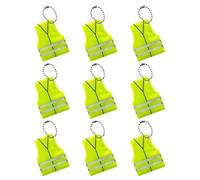 Reflective Keychain - Safety Keychain Tags For Night Visibility | PVC With Glow In The Dark Material, 9 Pieces Portable Vest Shaped Key Rings For Dog Walking Cycling Running Hiking