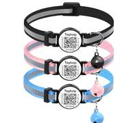 Reflective Kitten Collars with Bell,Cat Collar Breakaway with QR Code Name Tag, Cat ID Tag Personalized, Ultra-Durable, Adjustable, Quick Release,(Black & Blue & Pink, just Collar)