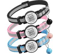 Reflective Kitten Collars with Bell,Cat Collar Breakaway with QR Code Name Tag, Cat ID Tag Personalized, Ultra-Durable, Adjustable, Quick Release,(Black & Blue & Pink, just Collar)