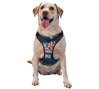 Reflective Man Flying with Colorful Balloons printed dog harness breathable adjustable pet vest 4 sizes S with quick-release buckles suitable for walks and camping