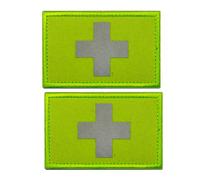 Reflective Medic Cross Patch with Hook Backing,Reflect First Aid Emblem, IR Laser Engraving, 3.15 x 1.97 Inch, Multi-Color,2 Pack