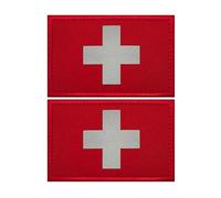Reflective Medic Cross Patch with Hook Backing,Reflect First Aid Emblem, IR Laser Engraving, 3.15 x 1.97 Inch, Multi-Color,2 Pack