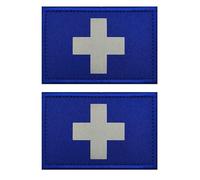 Reflective Medic Cross Patch with Hook Backing,Reflect First Aid Emblem, IR Laser Engraving, 3.15 x 1.97 Inch, Multi-Color,2 Pack