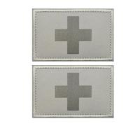 Reflective Medic Cross Patch with Hook Backing,Reflect First Aid Emblem, IR Laser Engraving, 3.15 x 1.97 Inch, Multi-Color,2 Pack
