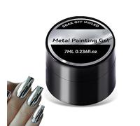Reflective Metal Nail Gel - 7ml Silver Gloss Polish, High Shine Coating Paint | 3d Mirror Effect Nail Color, Metallics Finish Art Liquid with Smooth Application for Manicure Styling Gel