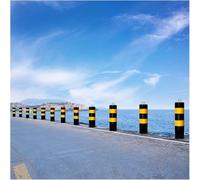 Reflective Metal Parking Blocks - 6-Piece Safety Bollard Post Set with Hanging Rings for Driveway, Sidewalk, and Garage - Durable Barrier with Reflective Strip