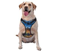 Reflective New York City Scenery printed dog harness breathable adjustable pet vest 4 sizes XL with quick-release buckles suitable for walks and camping