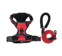 Reflective No Pull Dog Harness with Soft Padded Vest Adjustable for Small Medium Large Dogs Easy Control Handle and Metal Leash Clips (Red,L)