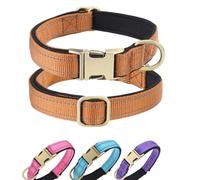 Reflective Nylon Dog Collar Neoprene Padded Soft Alloy Buckle Strong Basic Collar Adjustable Quick Release Pets Collar (S(0.6"wide,neck:10.2"-16.5"))