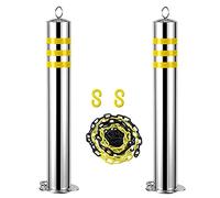 Reflective Parking Bolds with Plastic Chain & Lock Stainless Steel Base for Enhanced Safe Traffic Control & Visibili Ideal for Commercial Use