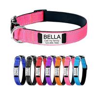 Reflective Personalized Dog Collars Custom Name & Phone Number - with Bells - Custom Dog Collar with name, with Engraved Nameplate Adjustable for Small, Medium, Large Breeds for Dogs (Pink S)