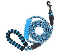 Reflective Pet Pulling Leash for Medium Large Dogs, Nylon Safety Rope 69.7in, Blue - Durable High Density Weaving, Ergonomic Padded Handle, Night Walking Safety (Blue)