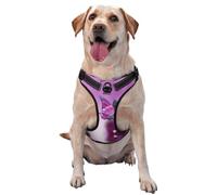Reflective Pink butterfly printed dog harness breathable adjustable pet vest 4 sizes M with quick-release buckles suitable for walks and camping