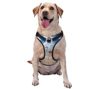 Reflective Pink Flamingo Walking on The Beach printed dog harness breathable adjustable pet vest 4 sizes L with quick-release buckles suitable for walks and camping