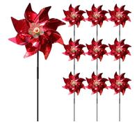 Reflective Pinwheels, 10PCS 20.5" Garden Pinwheels with Stakes, Red Bird Deterrent Devices, Wind Mill for Yard and GardenPinwheels