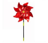 Reflective Pinwheels, Bird Deterrents for Outside, Extra Sparkly Pinwheel for Garden and Yard Decor, Large Octagonal Windmill, Scare Birds Away from Garden Yard Patio Lawn Farm (red)