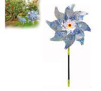 Reflective Pinwheels,Wind Spinners Outdoor Bird Scare Devices,Pre-Installed Sparkly Silver Blind Birds Pin Wheel,Scare Birds Away from Garden Yard Patio Lawn Farm (Silver floral fragments)