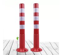 Reflective Plastic Barrier Posts for Driveway Protection & Traffic Control - 2 Pack Red & White with Expansion Bolts for Enhanced Space Management
