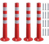 Reflective Portable Delineator Posts for Event Safety Elastic Traffic Cones with Reflective Collars Durable Red & White Safety Columns (4 Pack)