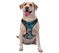 Reflective purple white Floral printed dog harness breathable adjustable pet vest 4 sizes M with quick-release buckles suitable for walks and camping