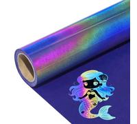 Reflective Rainbow Heat Transfer Vinyl Rolls HTV 12in x 6ft Reflective Iron On Vinyl for T-Shirt Holographic Chameleon HTV Easy Cut & Weed