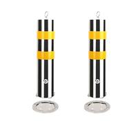 Reflective Removable Steel Bollard Post - Durable Traffic Control Barrier for Driveway & Parking, Indoor/Outdoor Safety