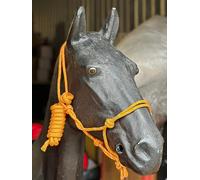 Reflective Rope Headcollar with Lead Rope Fully Adjustable (Orange, Cob)