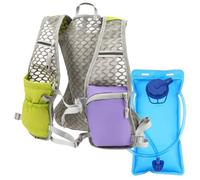 Reflective Running Vest, Adjustable Unisex Hydration Vest with 2L Water Bladder and Pockets, Lightweight Running Backpack for Marathon, Trail Runnings, Cycling, Hiking(Green+Purple)