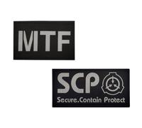 Reflective SCP MTF Patch,Special Containment Procedures Foundation Logo 3D,Embroidered Tactical Morale Military Patches Hook and Loop (2PCS B)