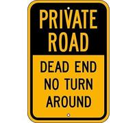 Reflective Sign, Legend Private Road - Dead End No Turn Around Sign Reflective Warning Caution Notice Safety Sign Metal for Tin sign 8x12 inches