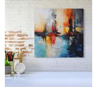 Reflective Splendour: City In Abstract Canvas Warren Reed - Designer Multi W16 inch x H16 inch
