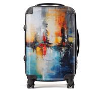 Warren Reed - Designer Reflective Splendour City In Abstract Suitcase Cabin, Multi