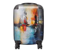 Reflective Splendour: City in Abstract Suitcase - Lightweight Hard Case, TSA Lock, 4 Spinner Wheels