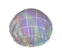 Reflective square Printed Bathing Hats, Dual Layer Reusable Headgear, Large Hair Cover For Daily Skin Care