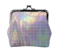Reflective Square Printed Kiss Lock Coin Pouch Faux Leather Mini Clutch for Travel Shopping and Daily Outing