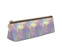 Reflective Square Printing Triangular Leather Pencil Case with Zipper Pen Pouchfor Boys Girls Pupil for Work and School